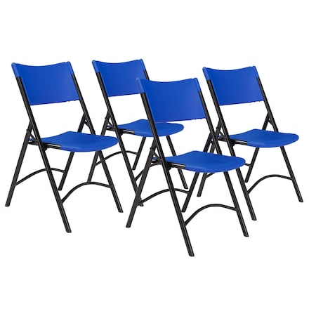 National Public Seating Folding Chair, Plastic, Blue, PK4 604